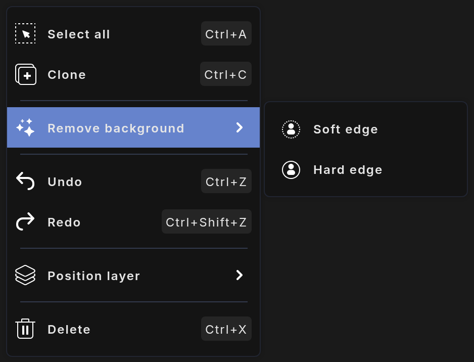 Remove background in the right-click menu