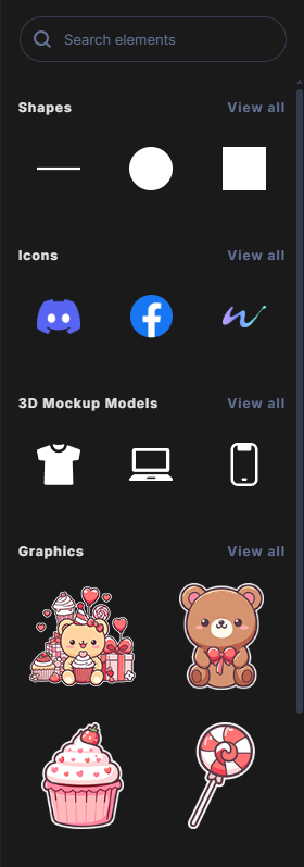 The Elements menu