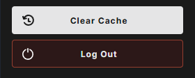 The Clear Cache and Log Out buttons