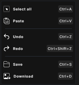 The right-click menu on an empty spot