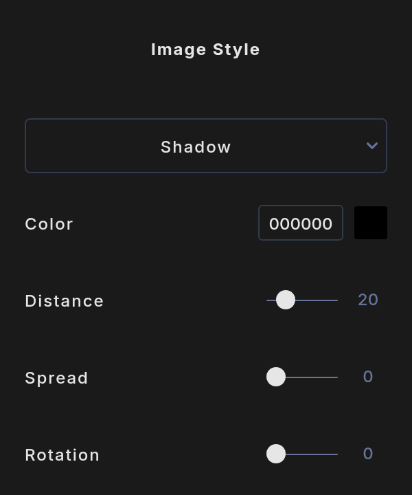 The Image Style tab with Shadow chosen
