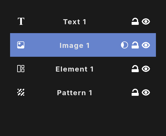 Layers in the Layers menu, with Image 1 selected