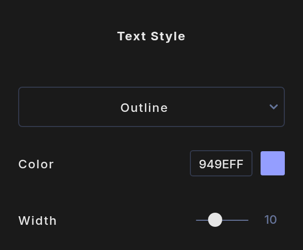 The Text Style tab with Outline chosen